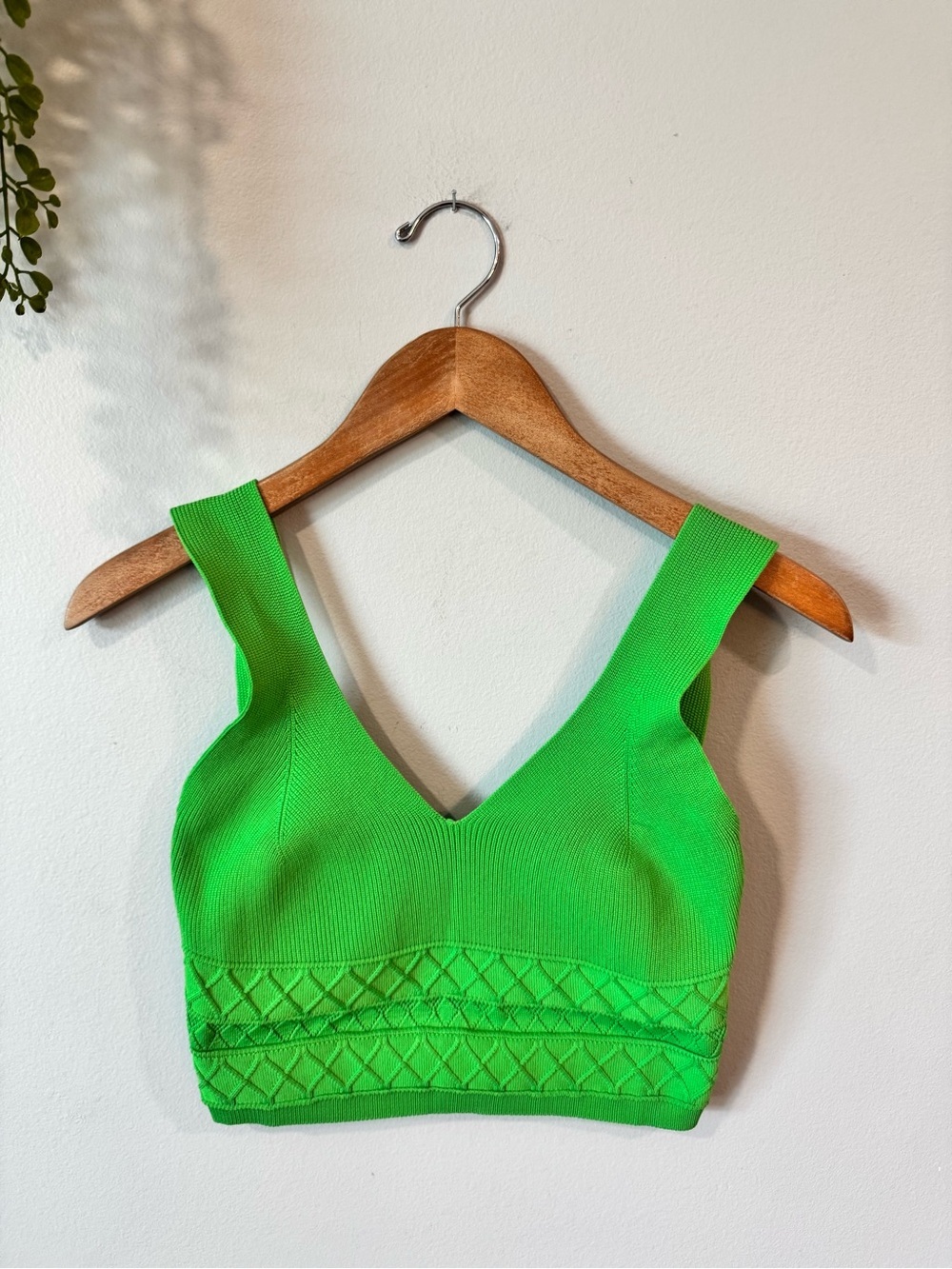 MaxMila Paris Vibrant Green Knit V-Neck Crop Top